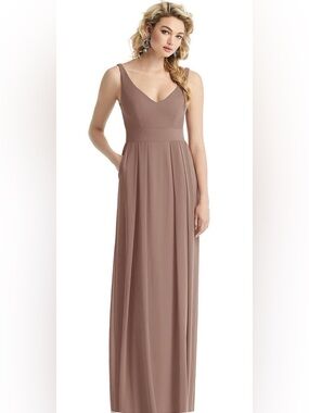 After Six sleeveless v neck dusty rose chiffon bridesmaid dress size 4R